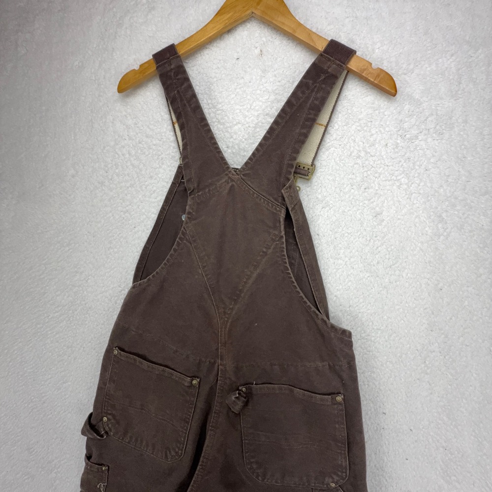 Carhartt R27 DKB Quilt Lined Sandstone Bib Overalls Dark Brown 32 x 30 Mens - Picture 2 of 13
